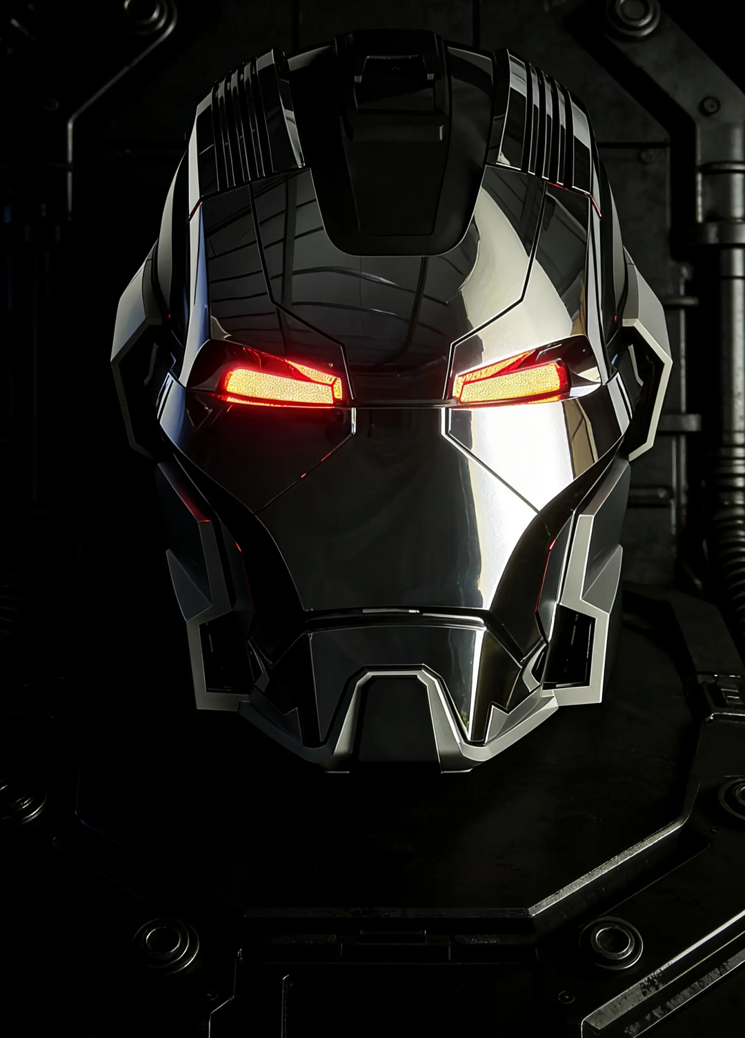 iron man black helmet Motorcycle The ears have red and blue atmosphere lights The First Generation Of Avengers